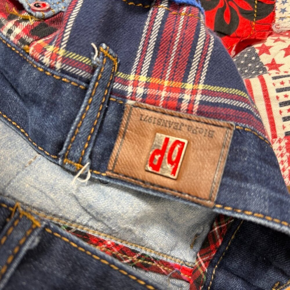 RARE BiePa Jeans 1971 Patchwork Distressed Jeans Size 32 - Picture 4 of 12